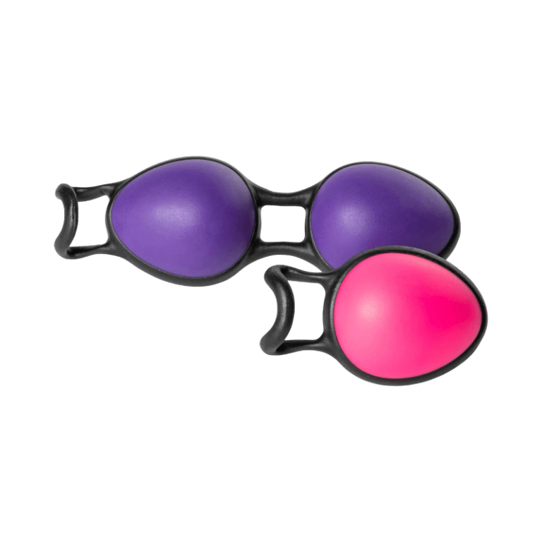 Joyballs Secret bekkenbunnskuler i lilla og rosa med ergonomisk design for bekkenbunnstrening